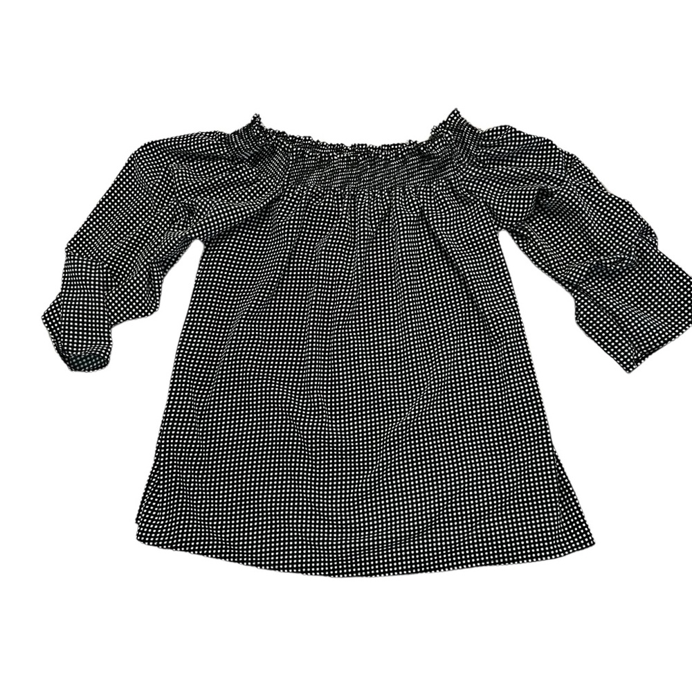 Caren Sport Woman 1X black, and white checkered pullover blouse